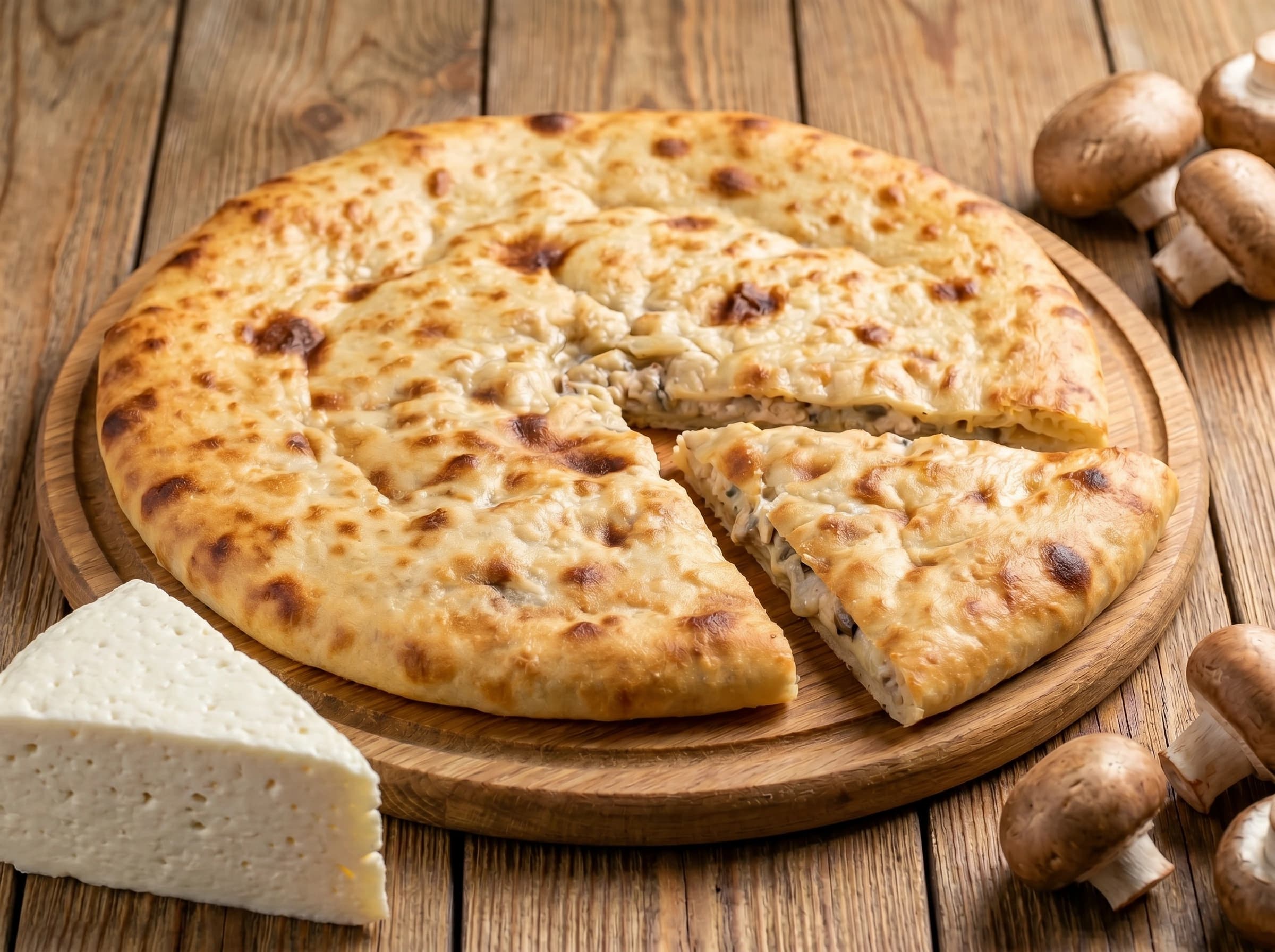 Пирог с сыром и грибами