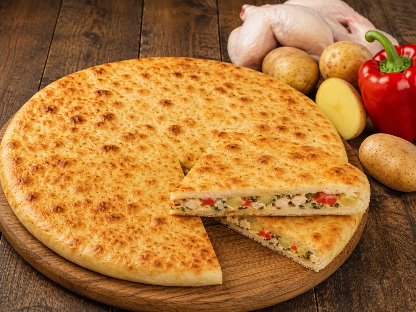 Пирог с курицей, картошкой и болгарским перцем